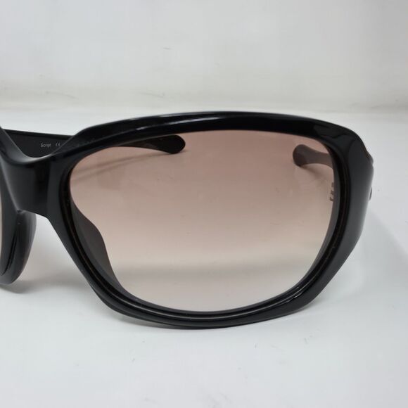 Y2K Oakley Women\'s Script Wrap Sunglasses Black Frame Gradient Lenses Case Bag
